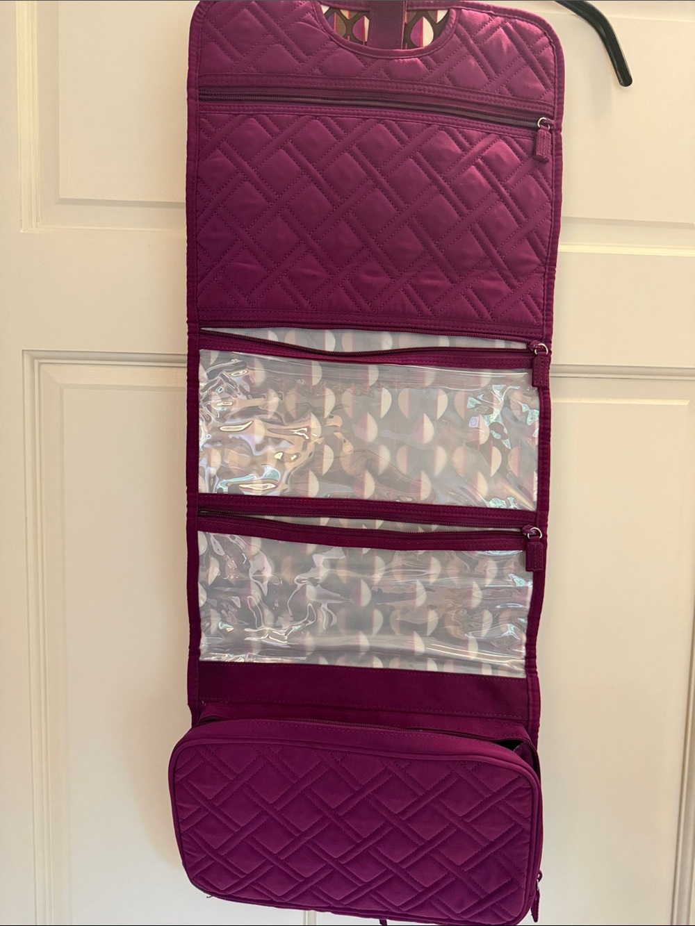 Vera Bradley New WOT Quilted Hanging Travel Organizer Bag in Plum